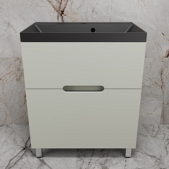 Style Line Тумба с кварцевой раковиной антрацит Матис 70 олива – фотография-2